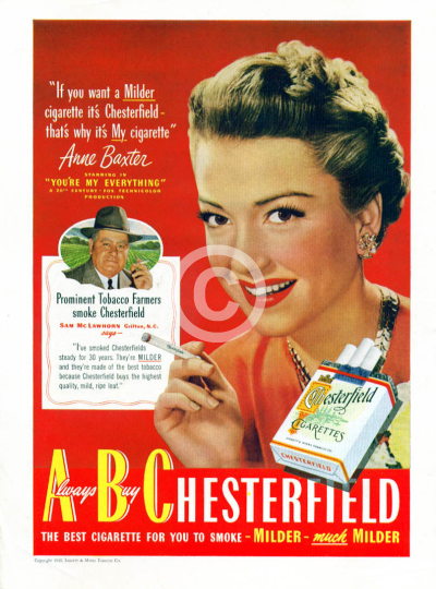 Anne Baxter Cigarette Ad Poster