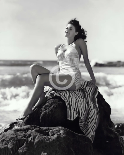 Ava Gardner on the beach c. late 1940s