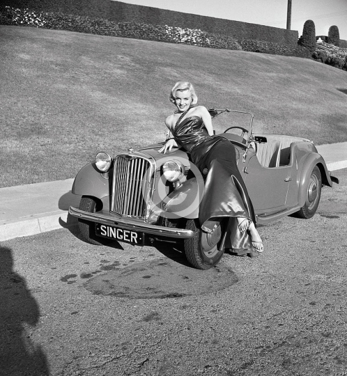 Marilyn Monroe Leaning On Car On The Set Of How To Marry A Millionaire