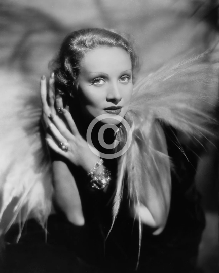 Marlene Dietrich in feathers c. 1930s studio photo 