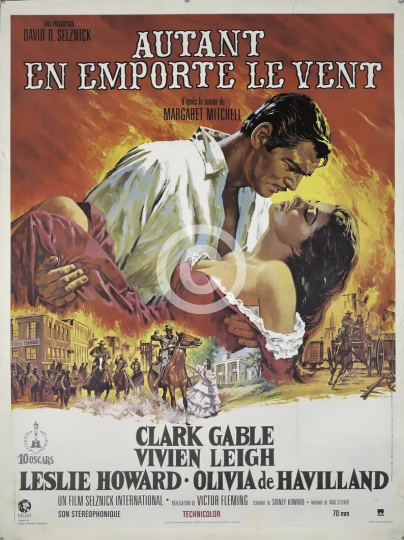 Print of Gone With The Wind French classic movie poster 1939 epic historical romance film starring Vivien Leigh