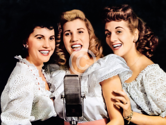 The Andrews Sisters from left, Maxene, Patty and LaVernein the 1940s.
